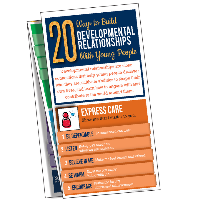 20 Ways to Build Developmental Relationships w/ Young People (English/Spanish pack of 15)